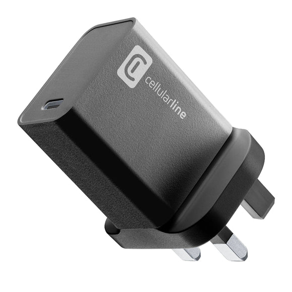 CELLULARLINE Electronics Cellularline USB-C Charger 20W UK Plug PD Black