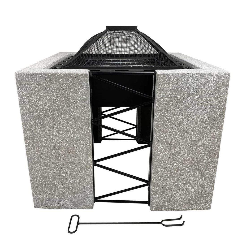 Chamdol Outdoor Square Fire Pit W/ Cooking Grill 65cm