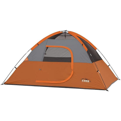 Core Equipment Outdoor CORE EQUIPMENT 4 Person Dome Tent - Grey/Orange | 4 Person Capacity | Durable 68D Polyester