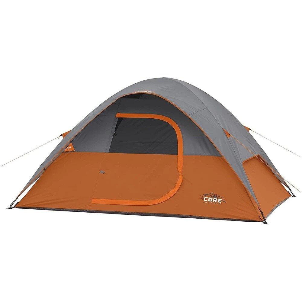 Core Equipment Outdoor CORE EQUIPMENT 4 Person Dome Tent - Grey/Orange | 4 Person Capacity | Durable 68D Polyester