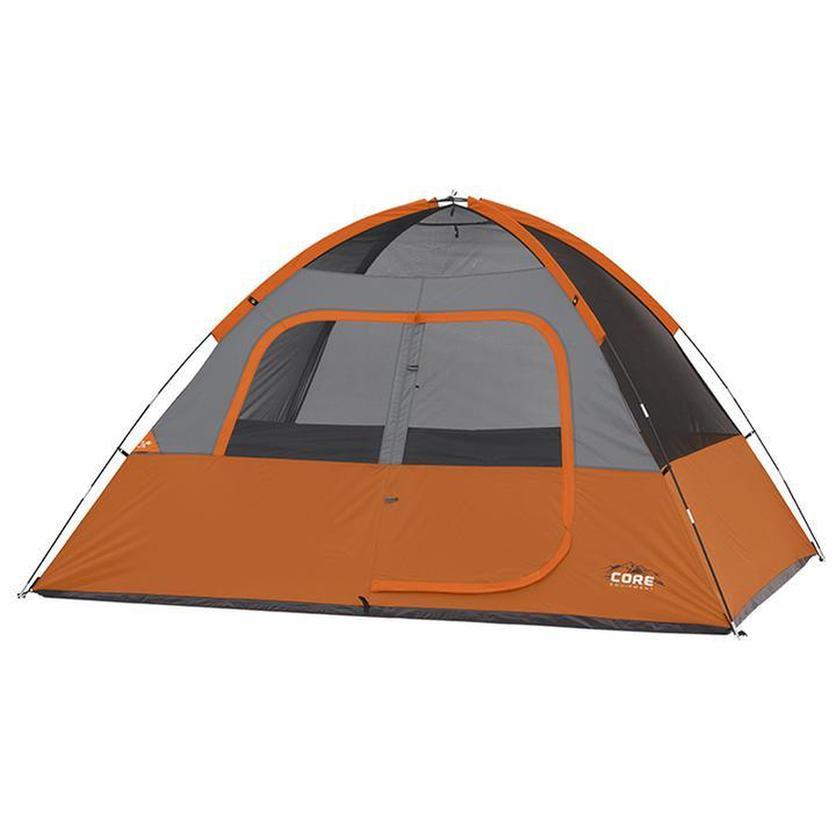Core Equipment Outdoor CORE EQUIPMENT 6 Person Dome Tent - Grey/Orange | 6 Person Capacity | Durable 68D Polyester