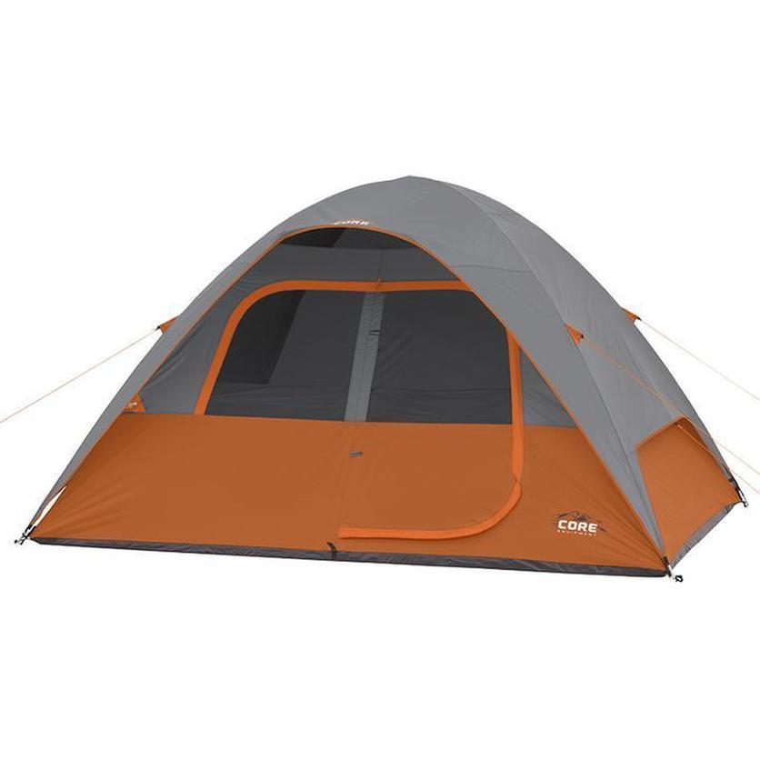 Core Equipment Outdoor CORE EQUIPMENT 6 Person Dome Tent - Grey/Orange | 6 Person Capacity | Durable 68D Polyester