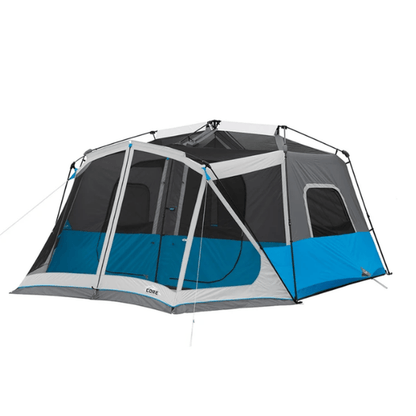 Core Equipment Tents CORE EQUIPMENT Lighted Instant Tent - Grey/Blue | 10 Person Capacity | Durable 68D Polyester