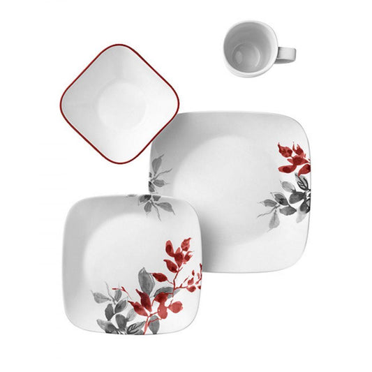 Corelle Home & Kitchen Corelle Kyoto Leaves 16 Pcs Square Dinner Set (1101078 - 4114570)