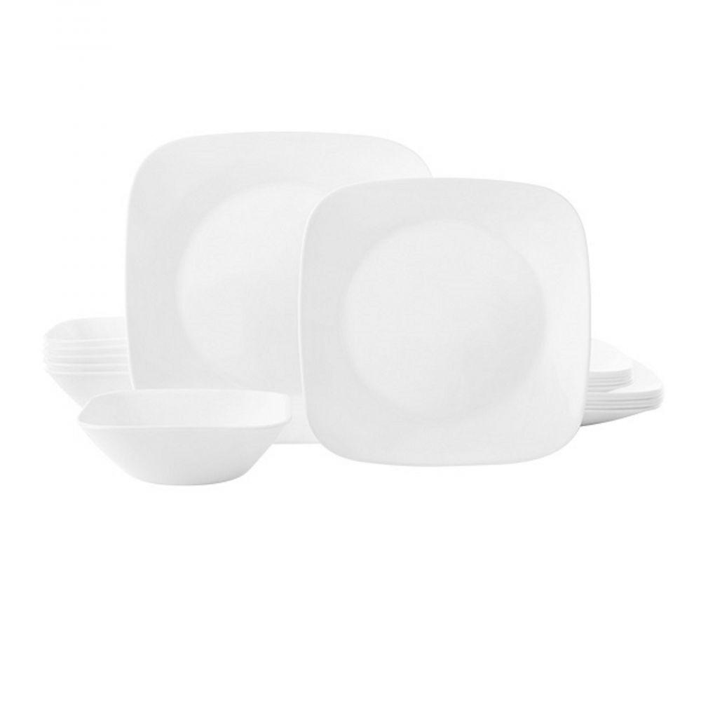 Corelle Home & Kitchen Corelle Pure White 18 Pcs Square Dinner Set (1088641 - 4111760)