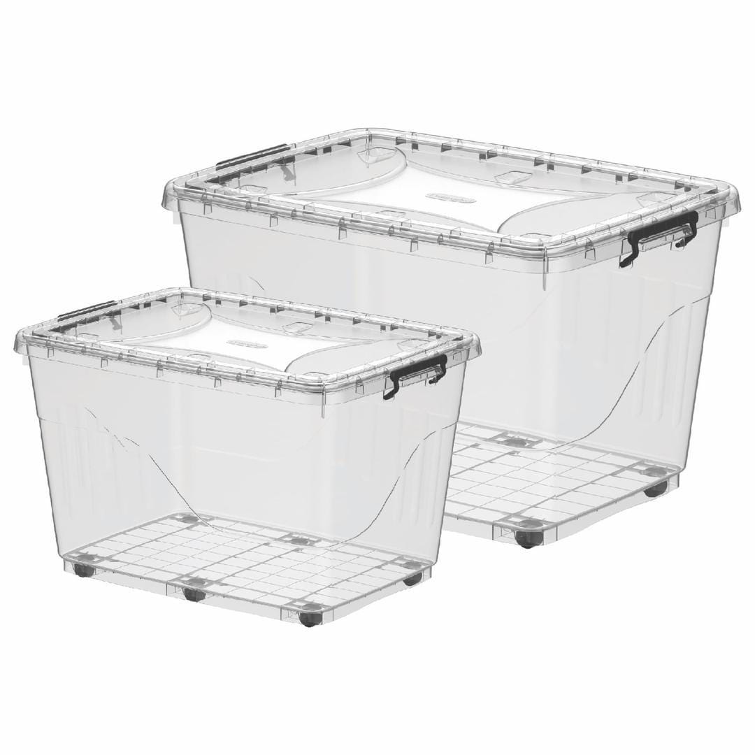 Cosmoplast Home & Kitchen Cosmoplast Plastic Storage Box With Wheels Bundle