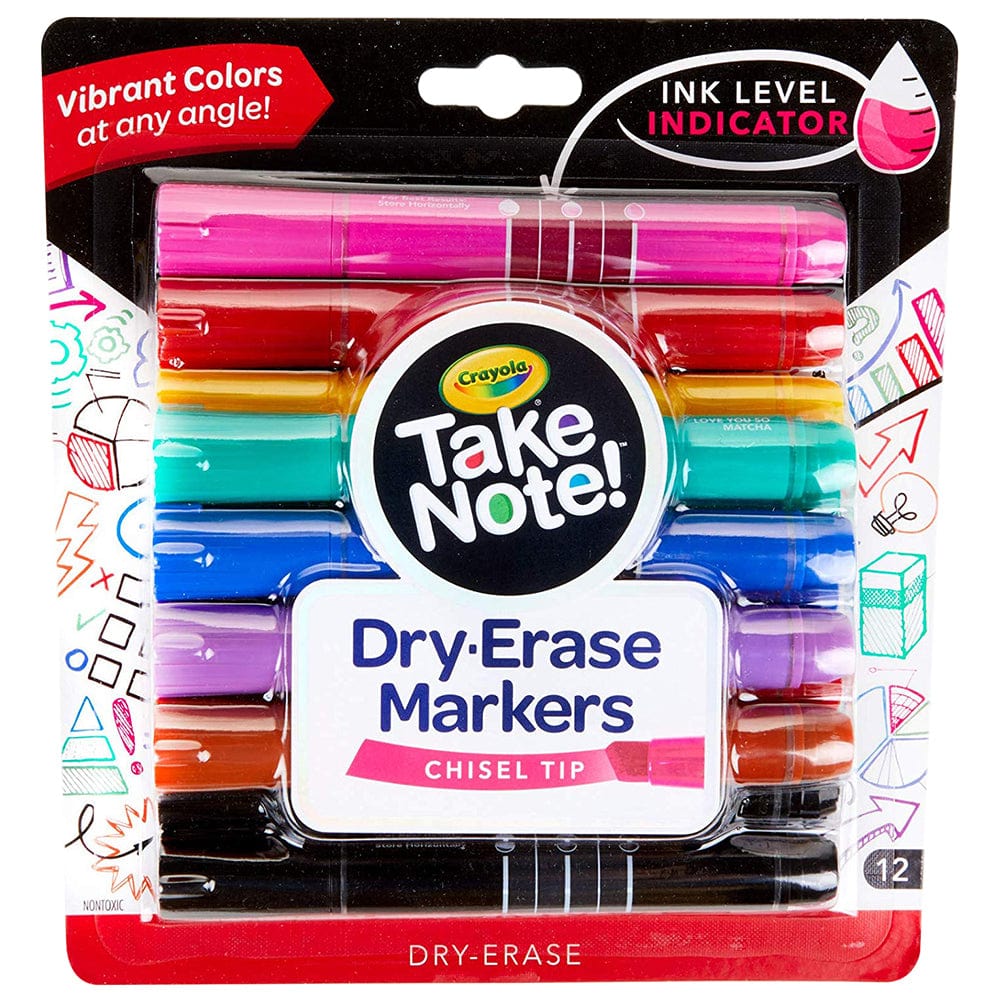 Crayola School Crayola Take Note Colored Dry Erase Markers Multi Color- 12 Pieces