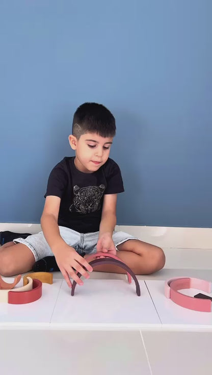 Pikkaboo Woody Buddy - Mini Rainbow Stacker - Earthy colors