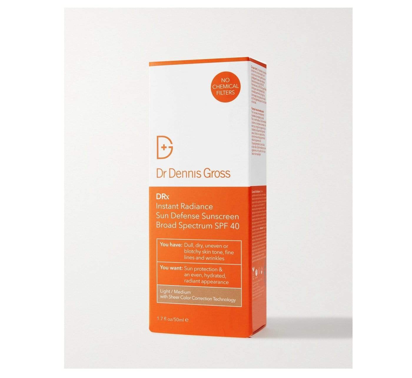 Dr Dennis Gross Beauty Dr Dennis Gross Instant Radiance Sun Defense Sunscreen SPF 40 - Light-Medium 50ml