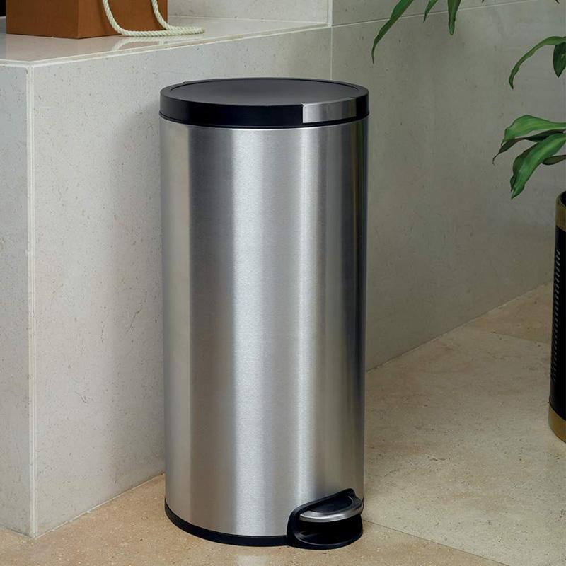 EKO Home & Kitchen EKO Artistic Stainless Steel Round Step Waste Bin With Lid, 30L