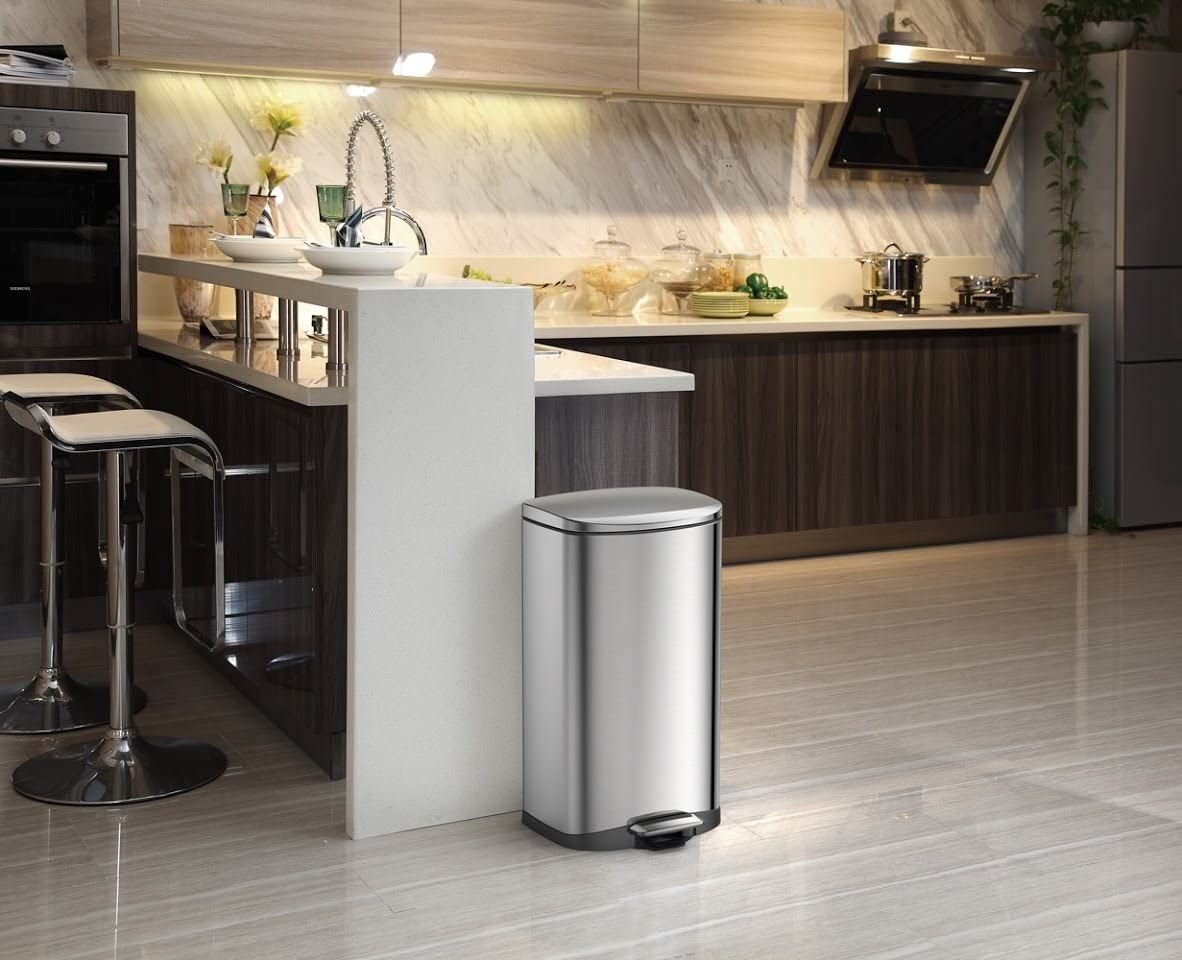 EKO Home & Kitchen EKO Stainless Steel Rectangular Step Bin 35L