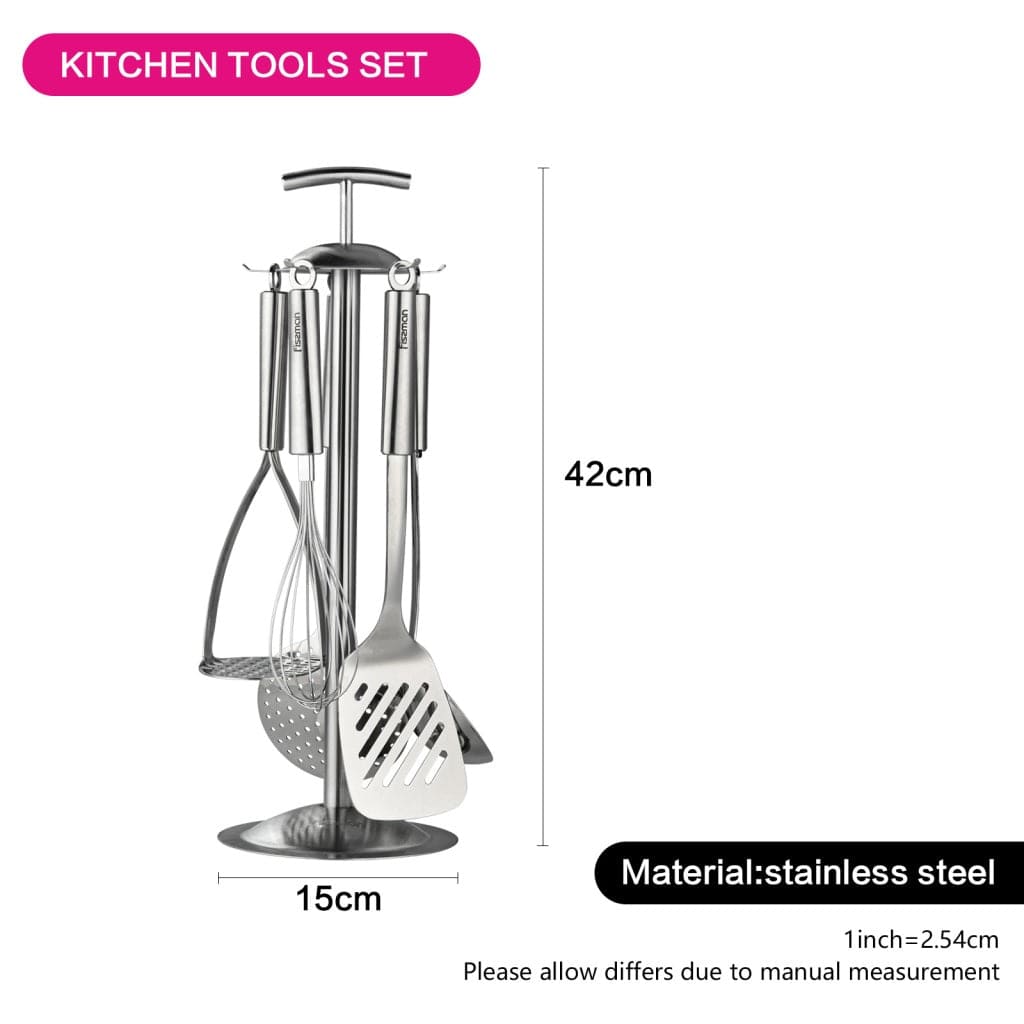 Fissman Home & Kitchen 6-Piece Cooking Utensil Tools Set - Silver