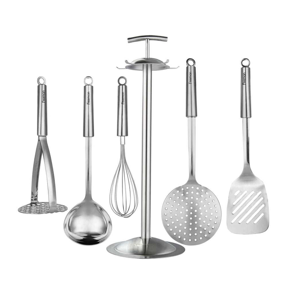 Fissman Home & Kitchen 6-Piece Cooking Utensil Tools Set - Silver