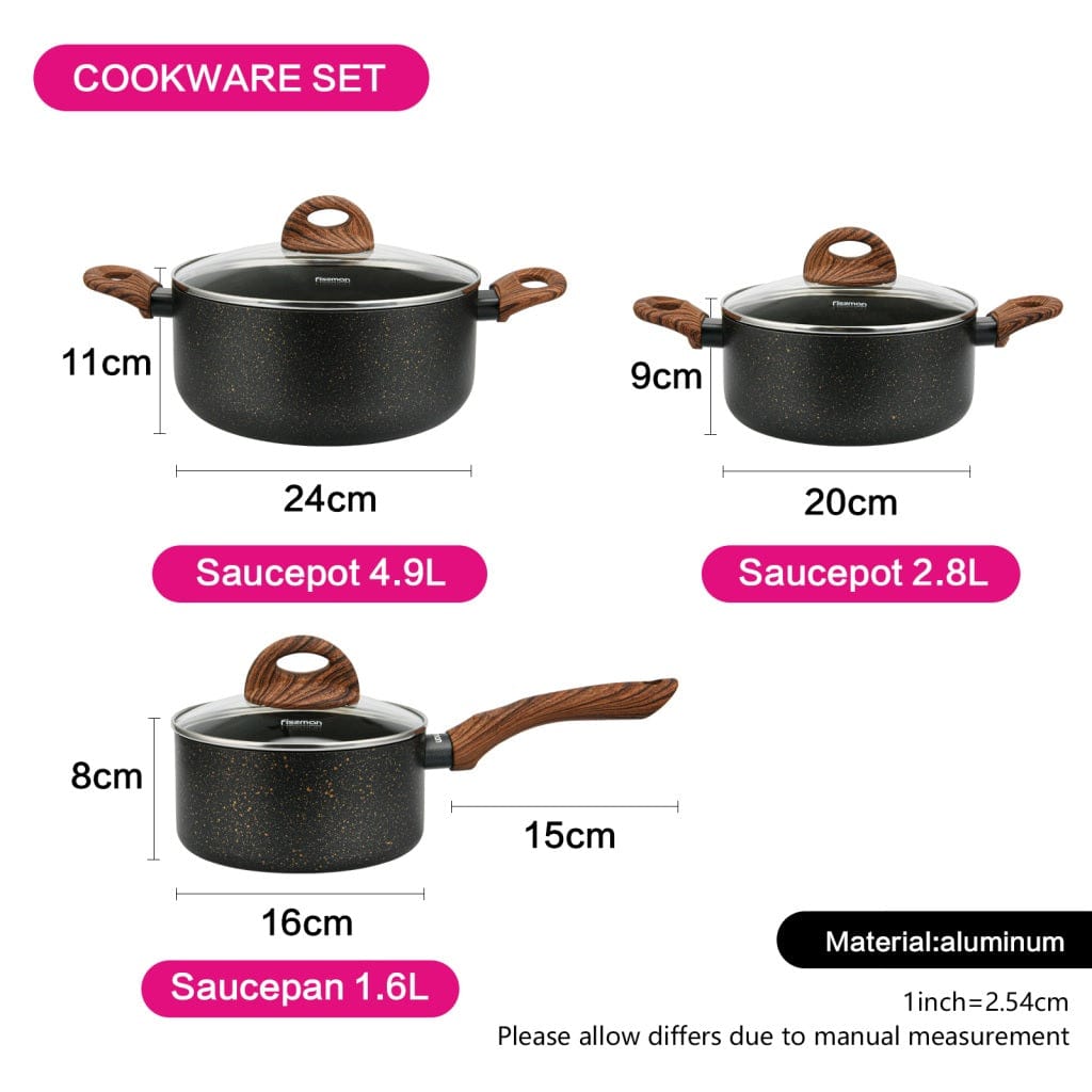 Fissman Home & Kitchen Black Cosmic Cookware Set