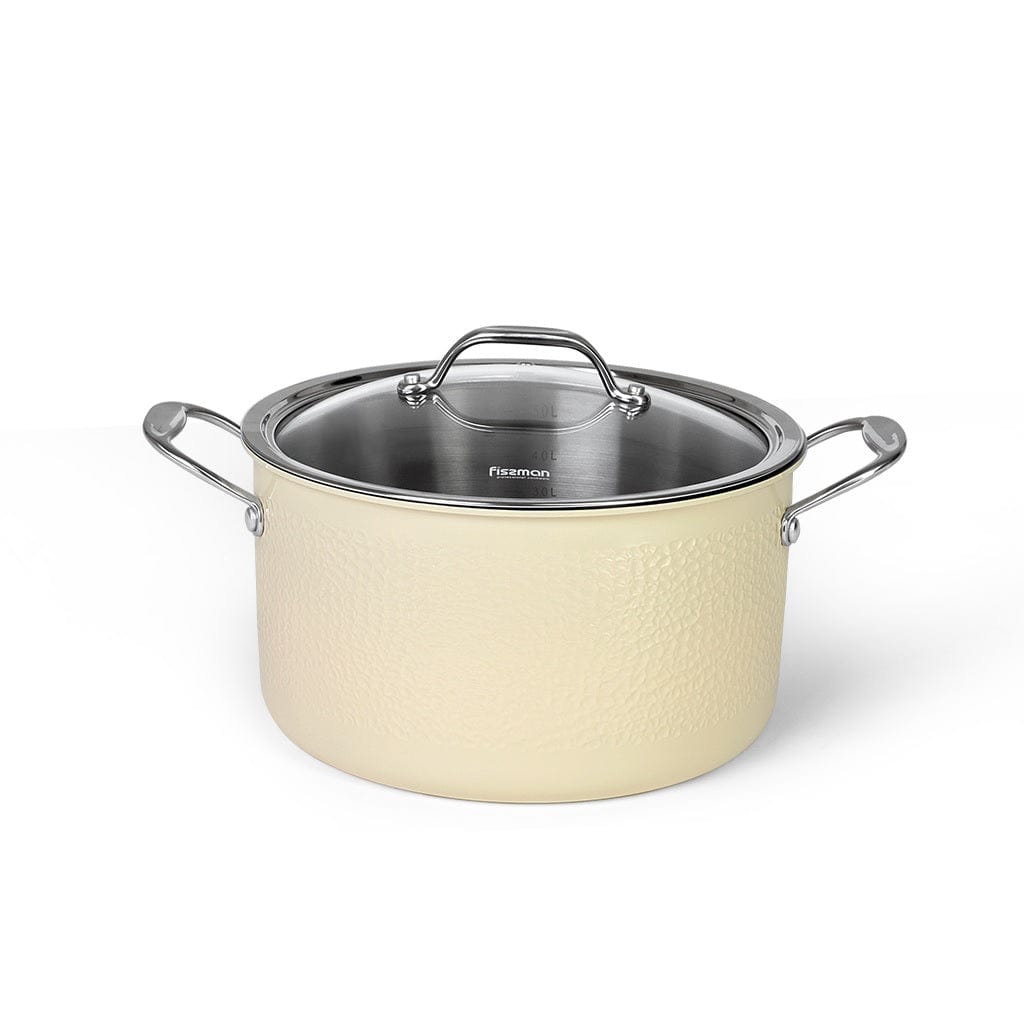 Fissman Home & Kitchen Brigitte Stockpot - Beige/Silver/Clear