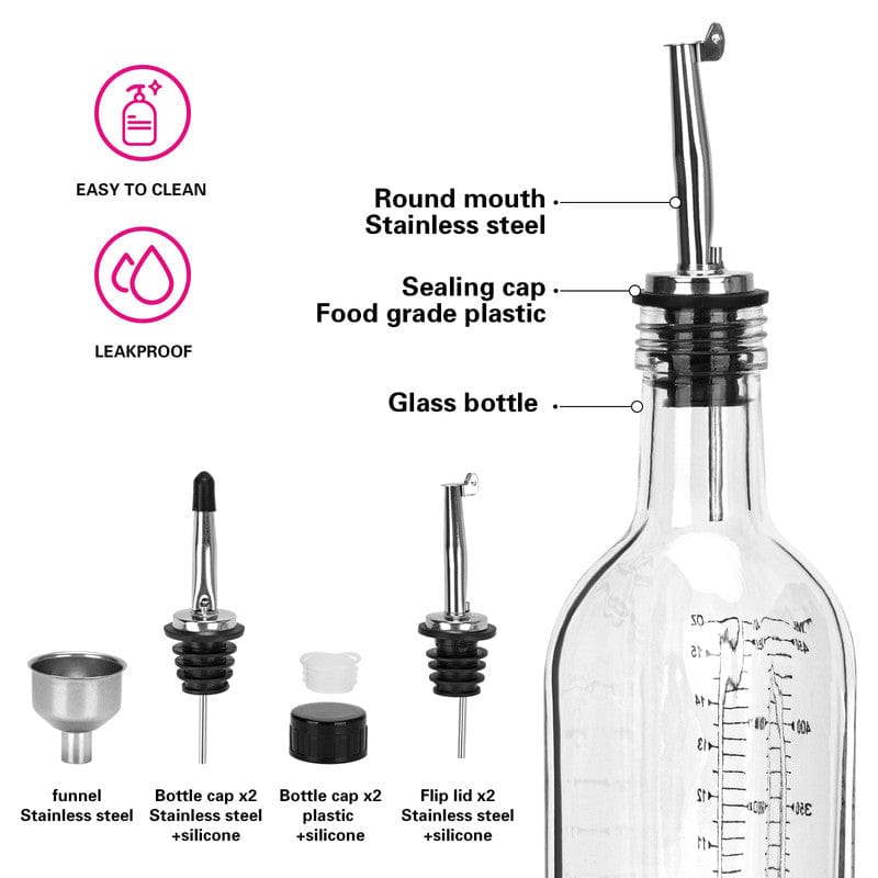 Fissman Home & Kitchen Cruet Glass Oil and Vinegar Bottle Set