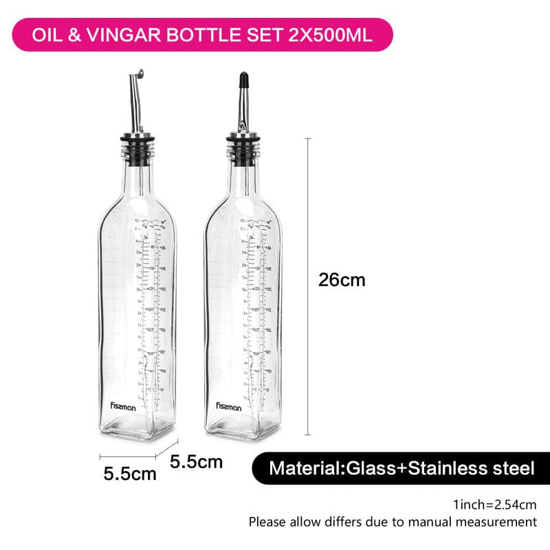 Fissman Home & Kitchen Cruet Glass Oil and Vinegar Bottle Set