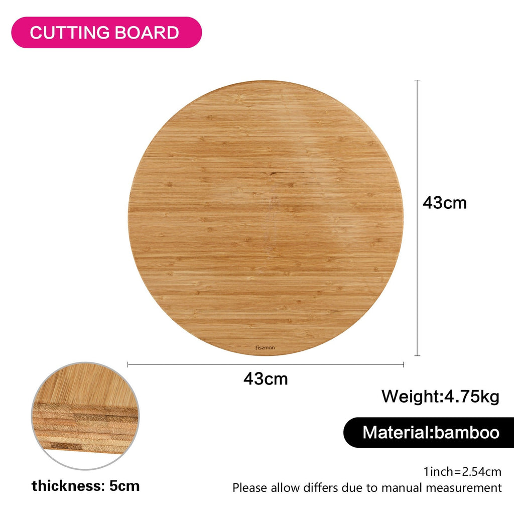Fissman Home & Kitchen Cutting Board Bamboo Round 43cm