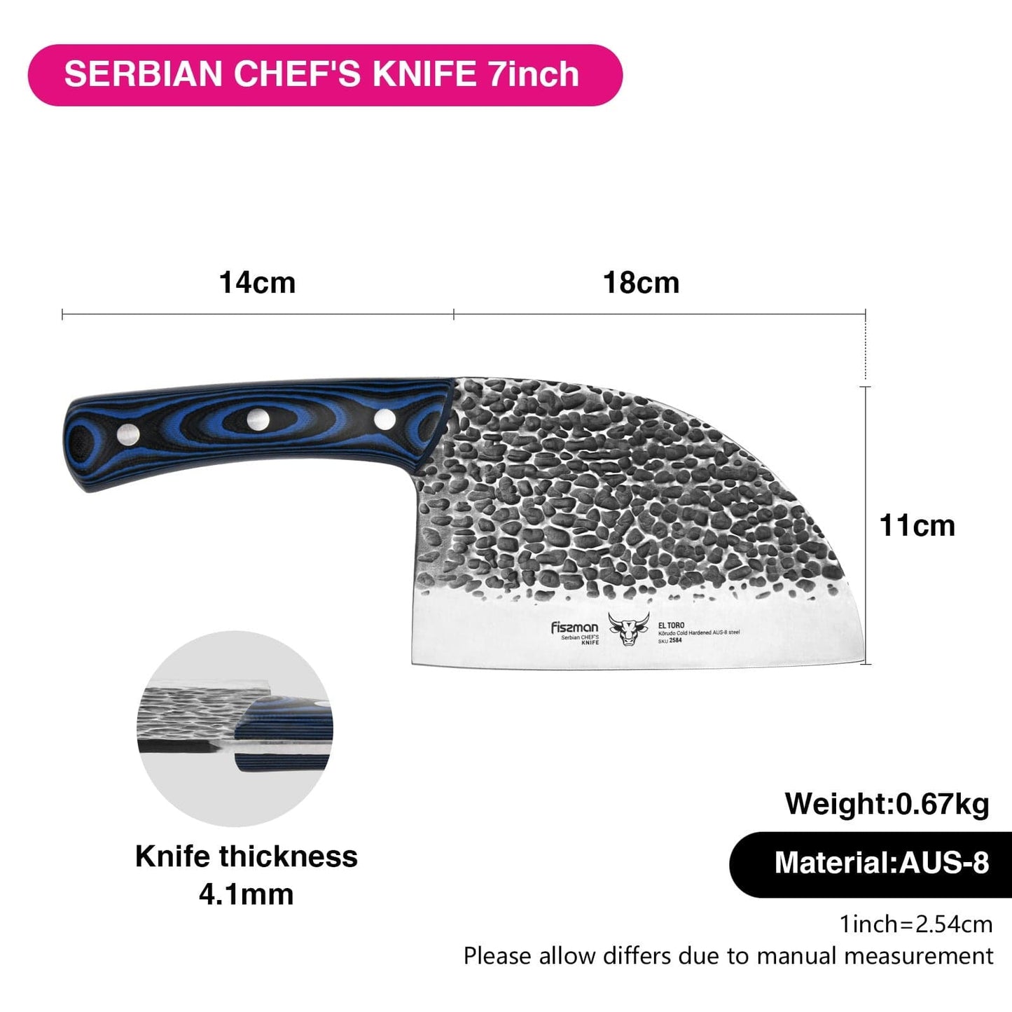 Fissman Home & Kitchen El Torro Serbian Chef's Knife