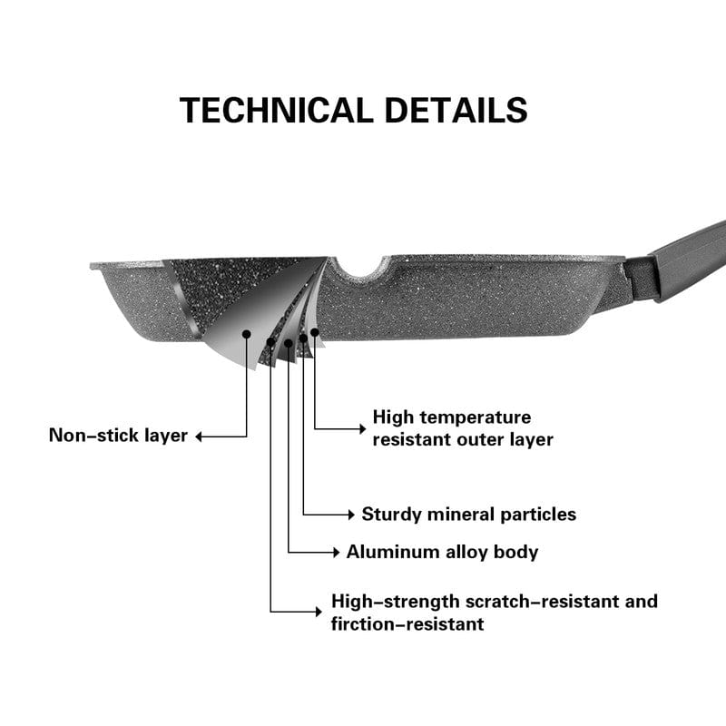 Fissman Home & Kitchen Grey Stone Square Grill Pan 24cm