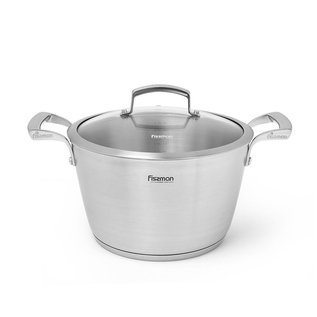 Fissman Home & Kitchen Millenium Casserole Stockpot With Lid Silver/Clear