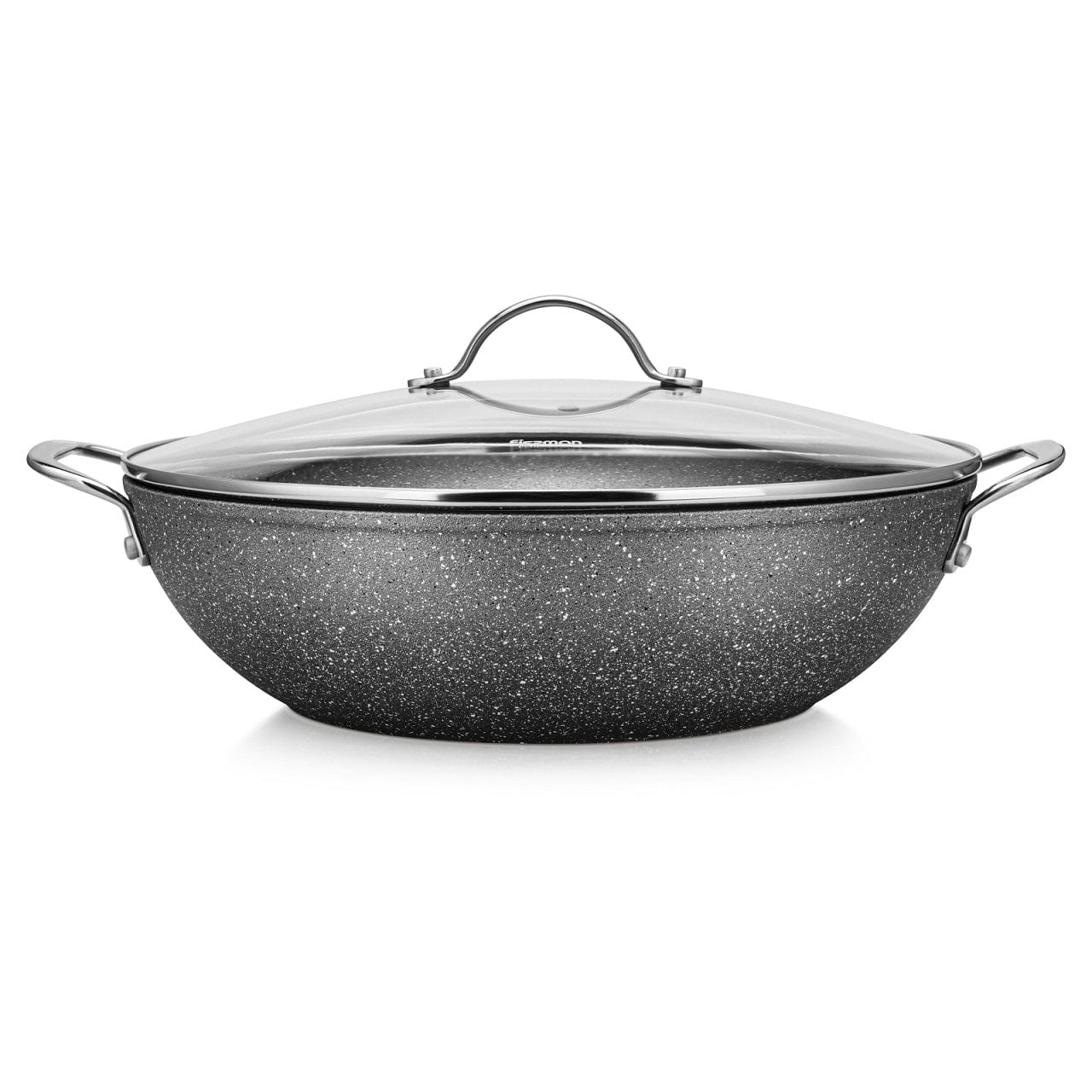 Fissman Home & Kitchen Moon Stone Wok With Glass Lid 32cm