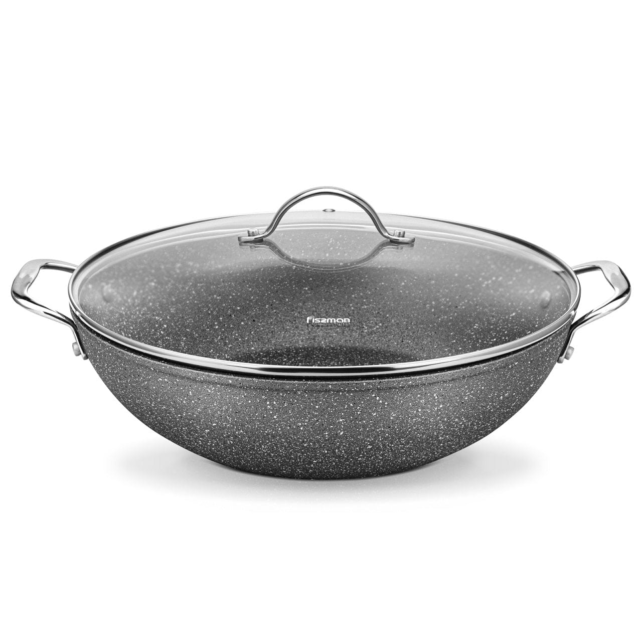 Fissman Home & Kitchen Moon Stone Wok With Glass Lid 32cm