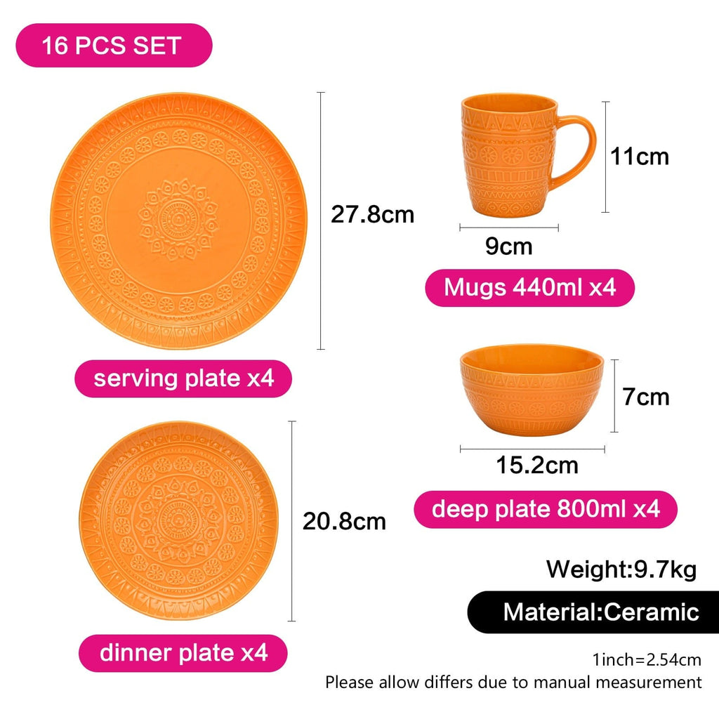 Fissman Home & Kitchen Motif Dinnerware Set - Orange