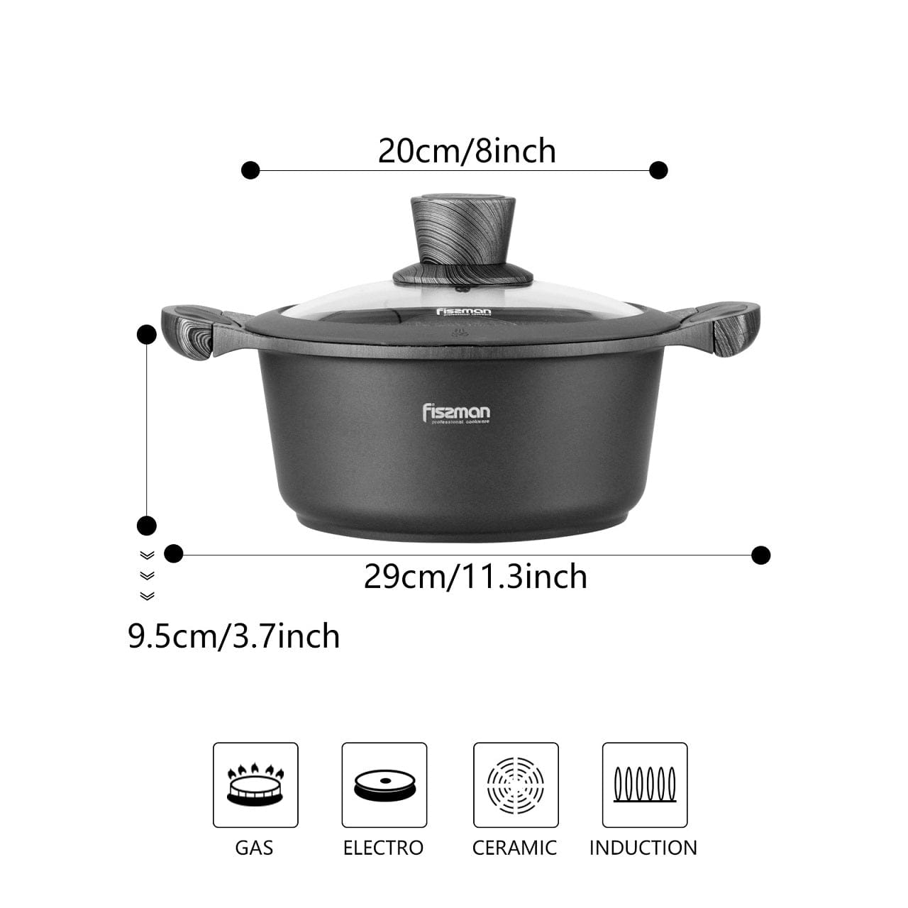 Fissman Home & Kitchen Prestige StockPot 20cm With Glass Lid