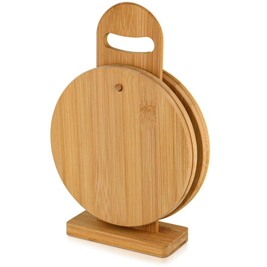 Fissman Home & Kitchen Round Bamboo Cutting Board Set 20cm