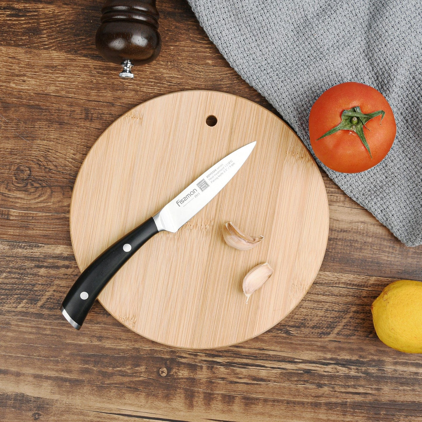 Fissman Home & Kitchen Round Bamboo Cutting Board Set 20cm