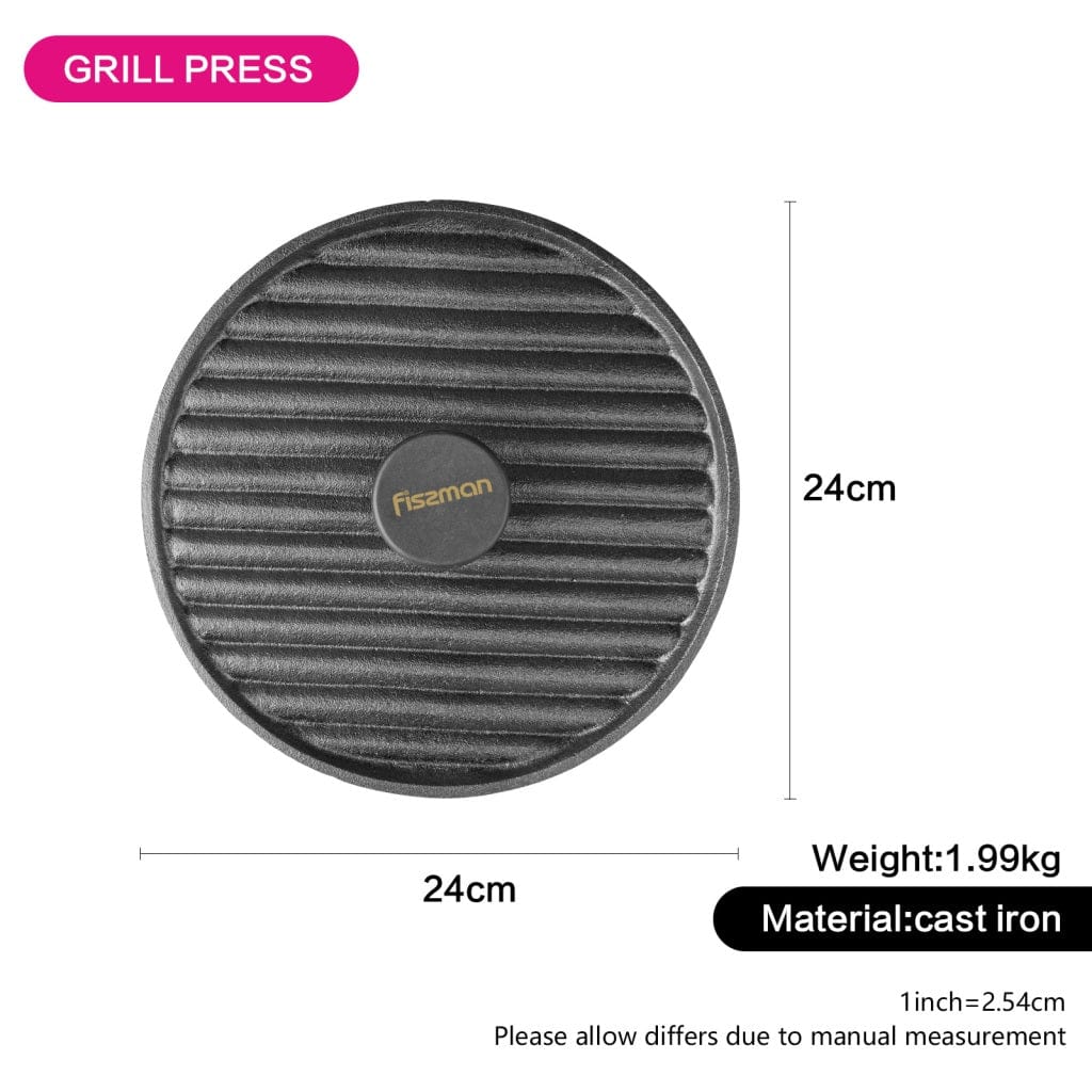 Fissman Home & Kitchen Round Grill Press With Bakelite Knob - 24cm