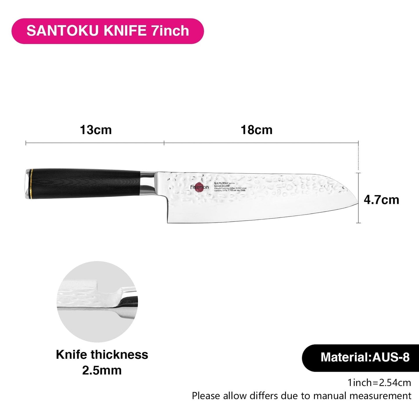 Fissman Home & Kitchen Samurai Kojiro 7" Santoku Knife