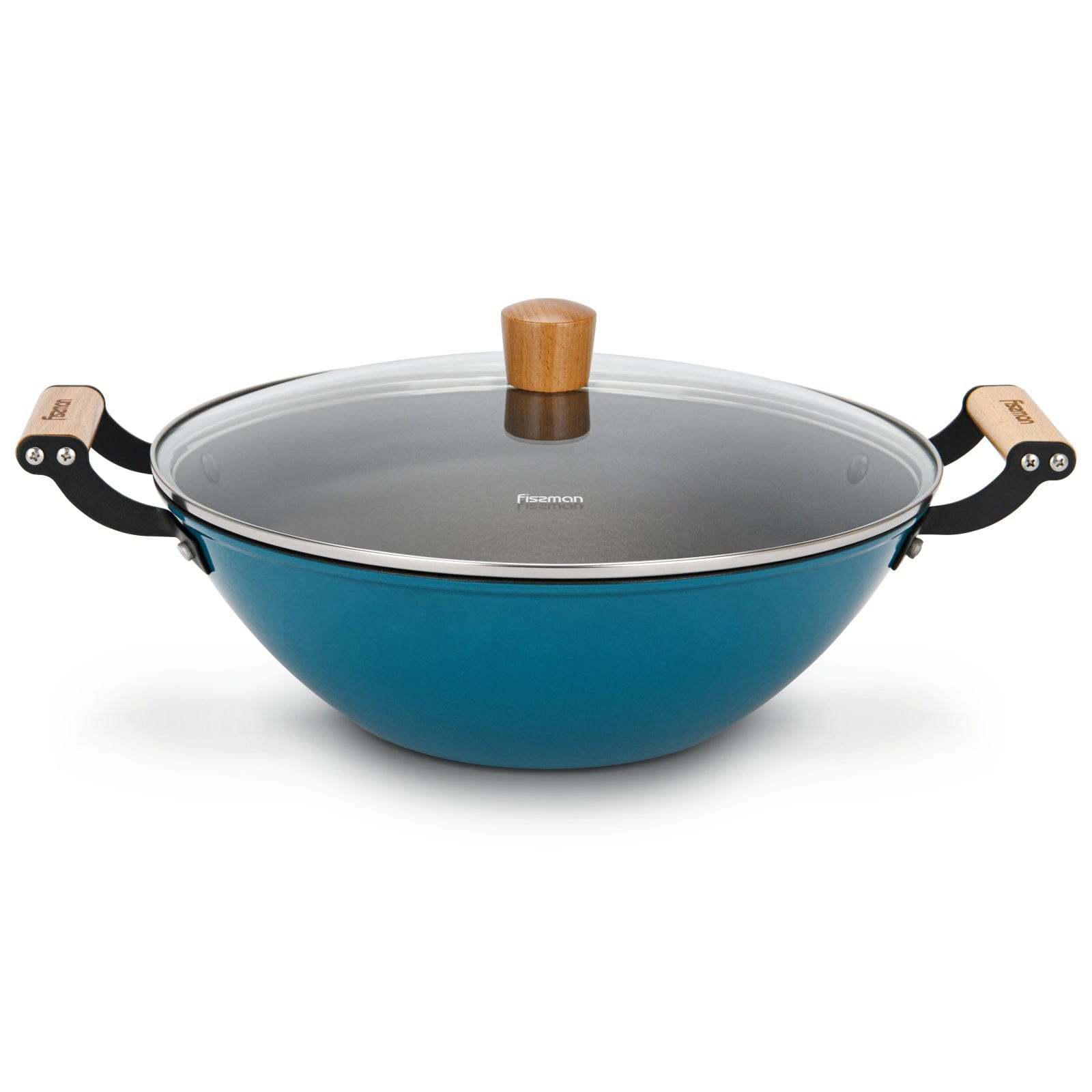 Fissman Home & Kitchen Seagreen Wok With Glass Lid 32cm