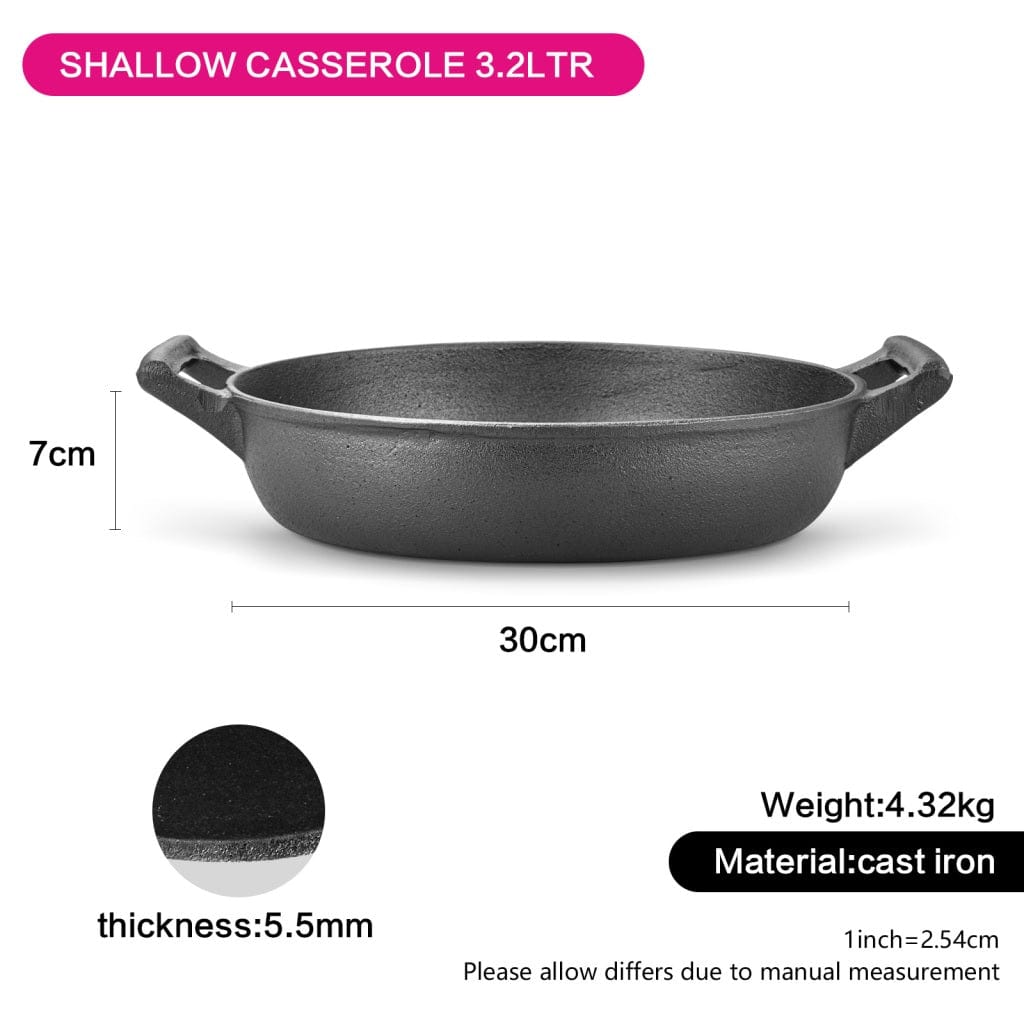 Fissman Home & Kitchen Shallow Casserole Cast Iron Black 30cm