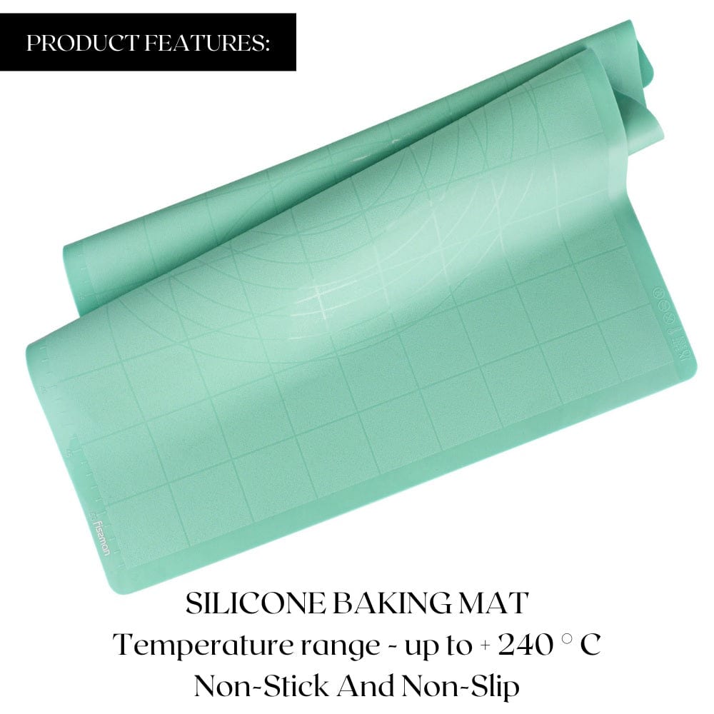 Fissman Home & Kitchen Silicone Baking and Kneading Mat Mint Green 57cm