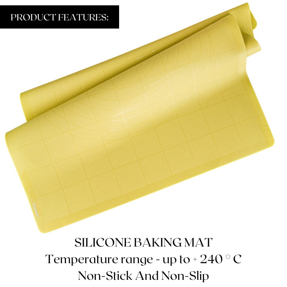 Fissman Home & Kitchen Silicone Baking and Kneading Mat Yellow 54cm