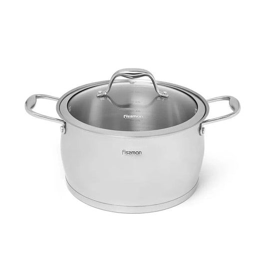 Fissman Home & Kitchen Stainless Steel Casserole with Glass Lid 20cm