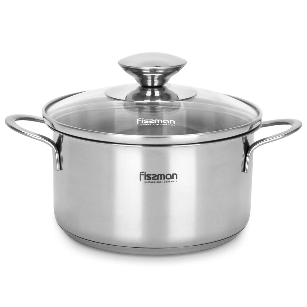 Fissman Home & Kitchen Stainless Steel Saucepot with Glass Lid 12cm - Silver