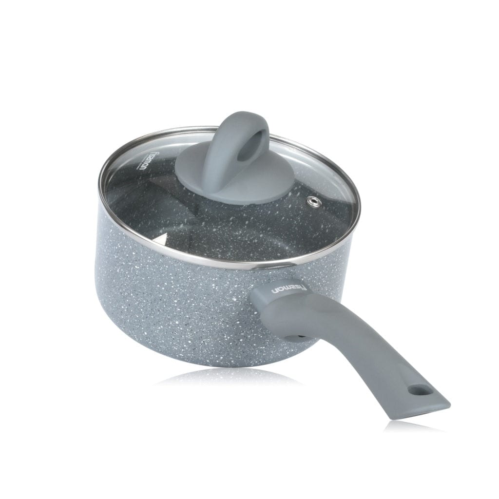 Fissman Home & Kitchen Vulcano Saucepan With Glass Lid - Grey/Clear