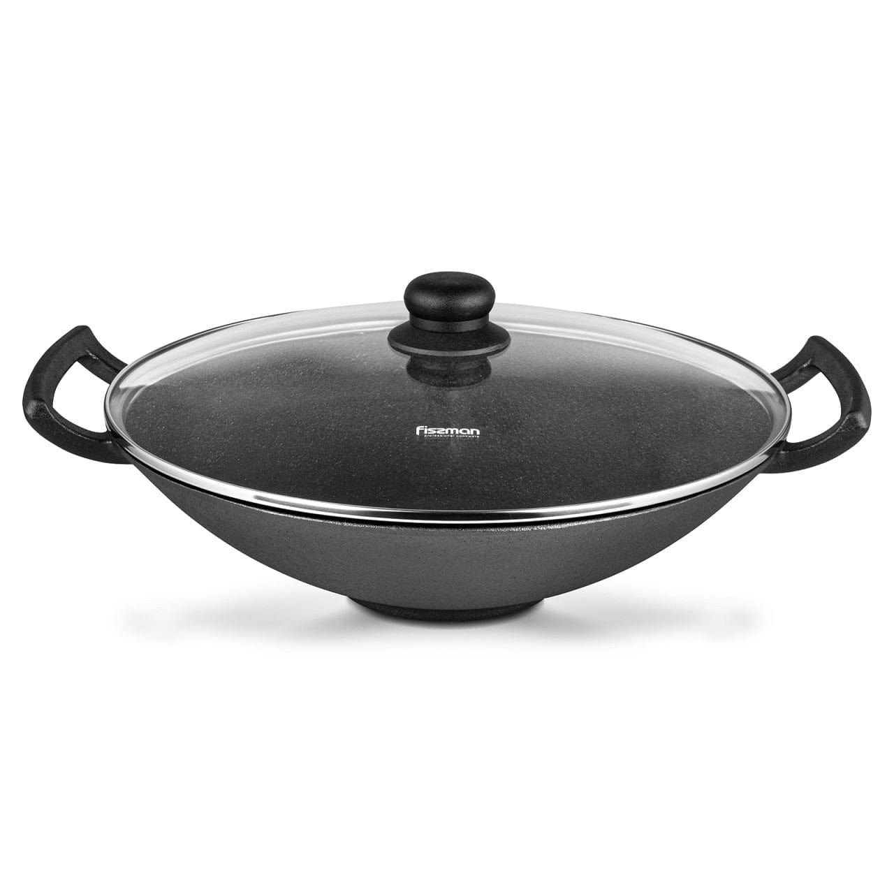 Fissman Home & Kitchen Wok 35cm with Glass Lid - Cast Iron