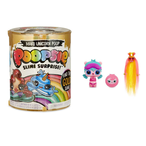 flitit Toys Pop Pop Hair 3-in-1 (Styles May Vary) + Poopsie Slime Gold