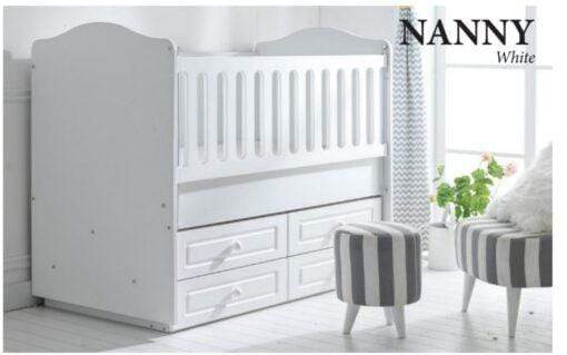 Generic baby accessories Monami Nanny Baby Wooden Cradle bed With Drawer TR-7714-01 White