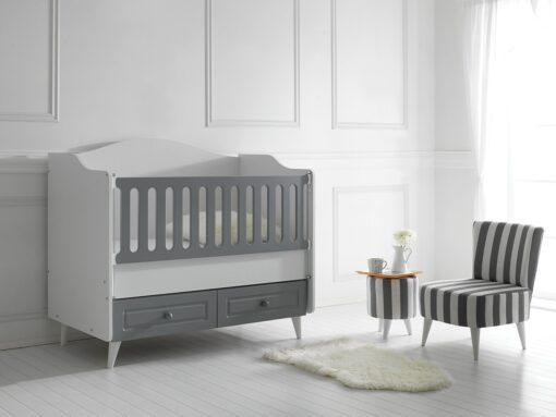 Generic baby accessories Siena Wooden Baby Bed 120×60 – TR-6263-01/Grey/White