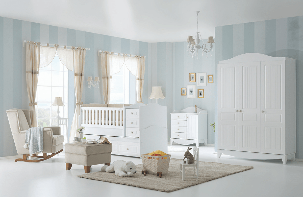 Generic baby accessories Wooden Baby Bed For Newborn and 3+ Dolce Baby White 130×70 TR-5449-01