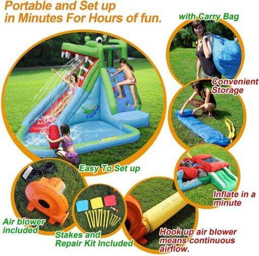 Generic outdoor play Air Flow Crocodile Inflatable Water Slide -9240