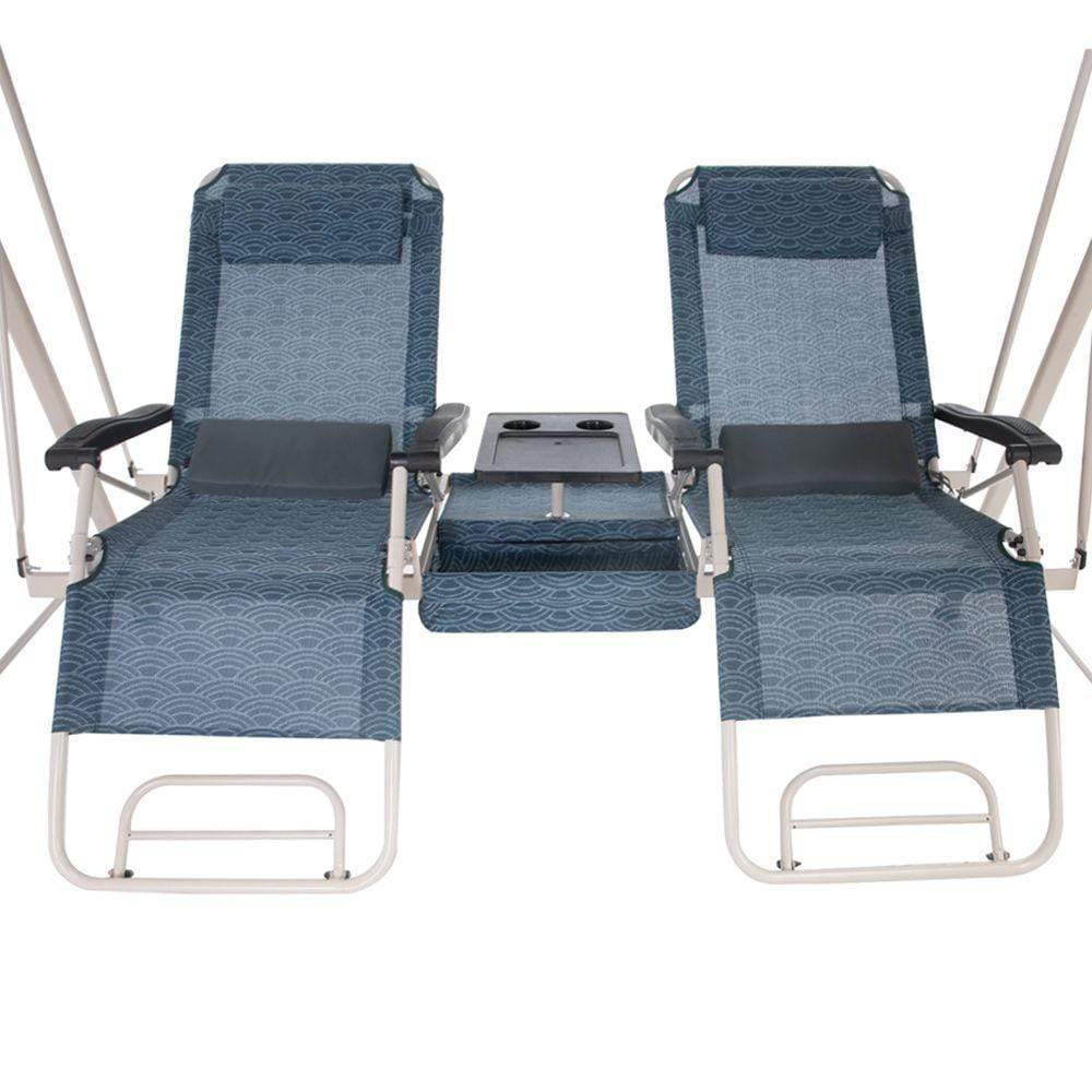 Generic Outdoor Reclining Swing 2 Seater - Blue