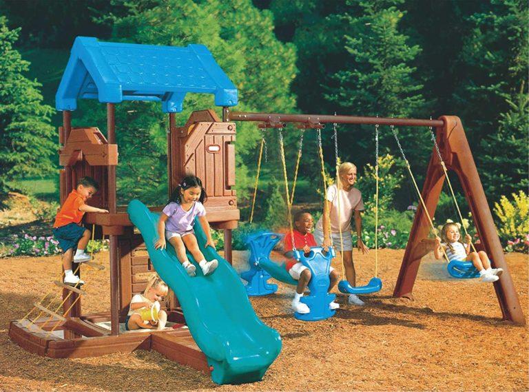 Generic Outdoor Toys Swing-N-Slide Play Set Treehouse Swing Set with Slide Tower