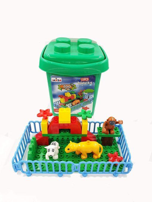 Generic Toys Zoo Park Building Block Set In Plastic Bucket