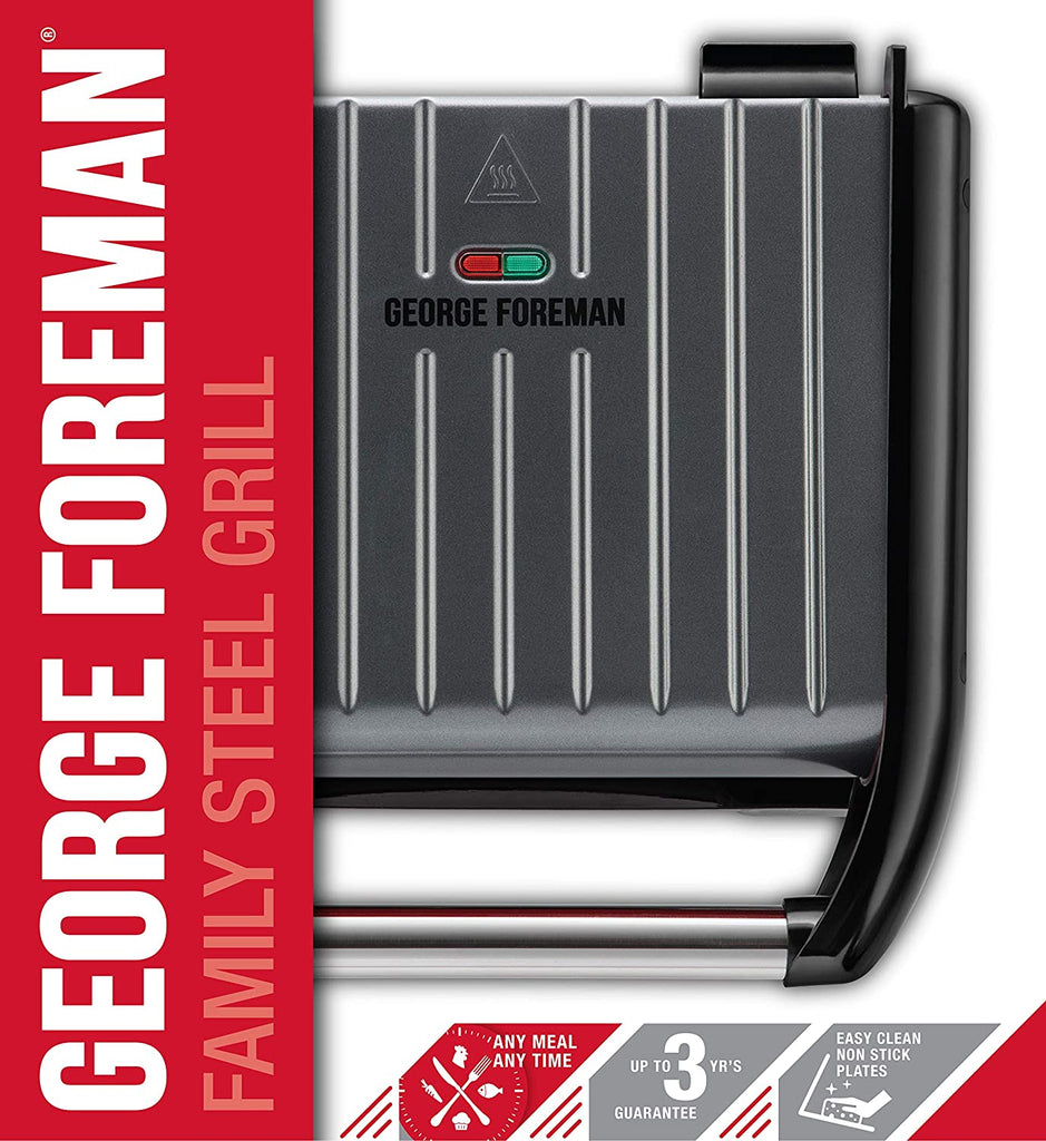GEORGE FOREMAN Appliances GEORGE FOREMAN MEDIUM STEEL GRILL FAMILY, GREY 1650W - 25041